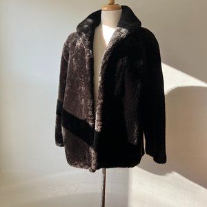 vintage 1980s brown faux fur coat size m